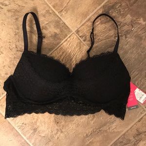 Xhilaration Longline Bra Black Lace Sz 38C